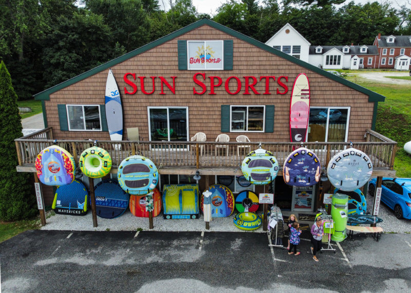 exterior of the sun sports+ shop building